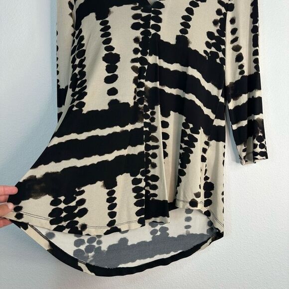 Alembika Womens Abstract Mod Print Hi-Low Top Small Boho Artsy Lagenlook - Picture 5 of 10